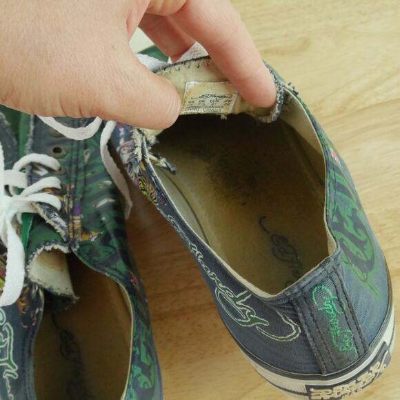 Ed Hardy Women's Size 10 Sneakers Slip On Low Rise Y2K Skull Tiger Graphic - Picture 13 of 16